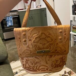 Single-Strap Antique Leather Western Folio Bag